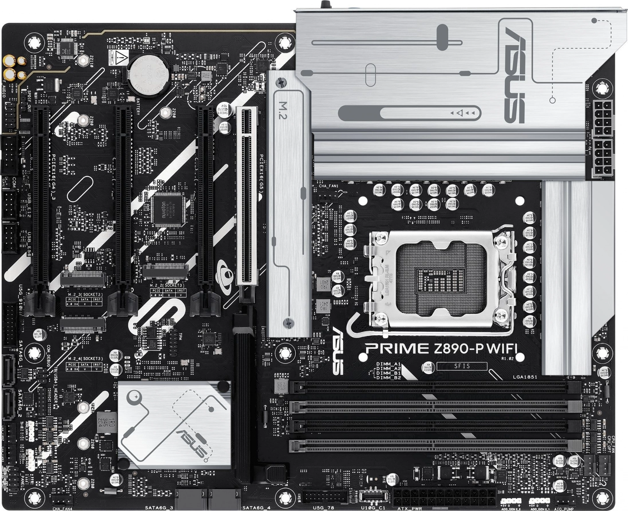 Материнская плата Asus PRIME Z890-P WIFI Soc-1851 Intel Z890 4xDDR5 ATX AC`97 8ch(7.1) 2.5Gg RAID+HDMI+DP — фото 1