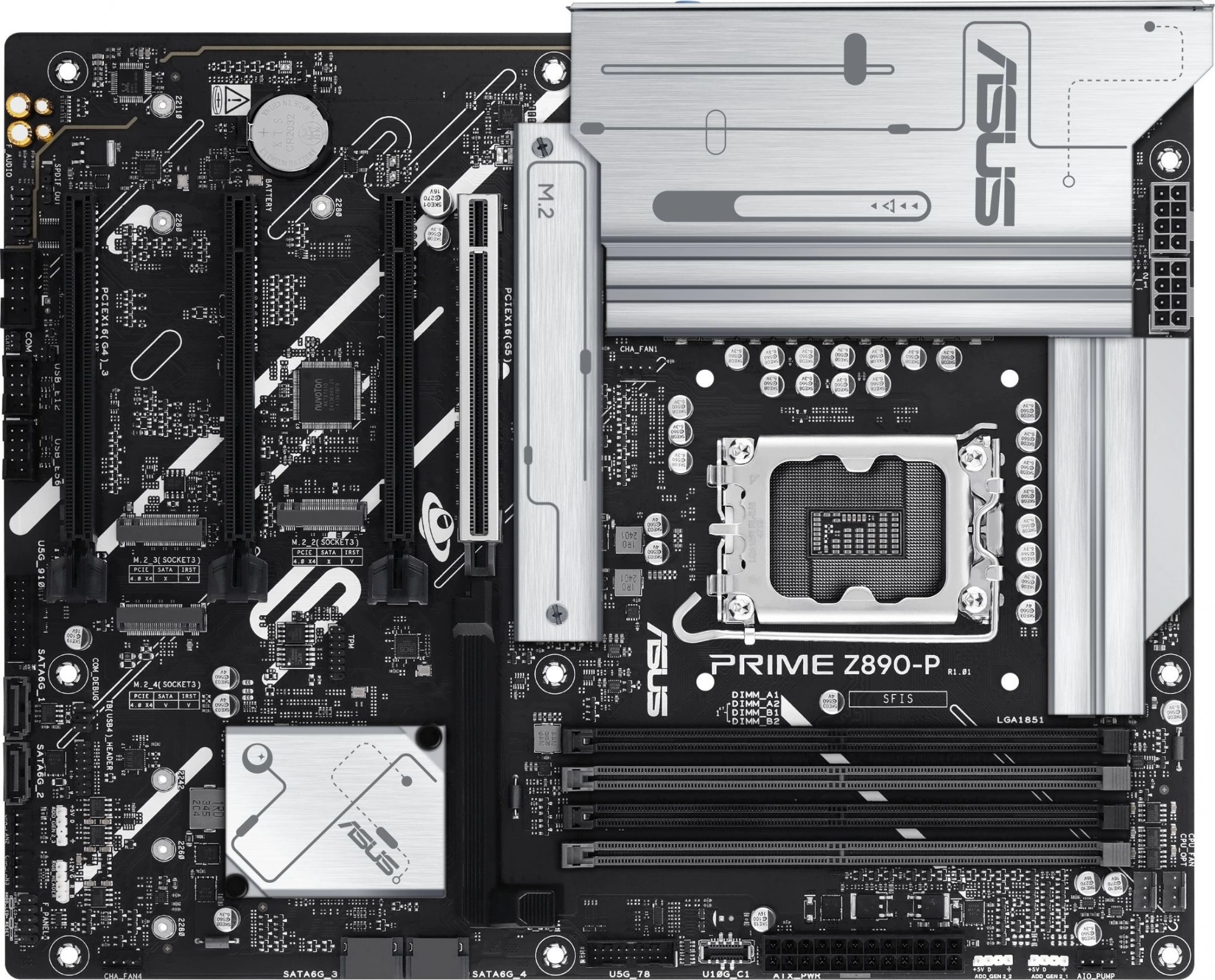 Материнская плата Asus PRIME Z890-P Soc-1851 Intel Z890 4xDDR5 ATX AC`97 8ch(7.1) 2.5Gg RAID+HDMI+DP — фото 1