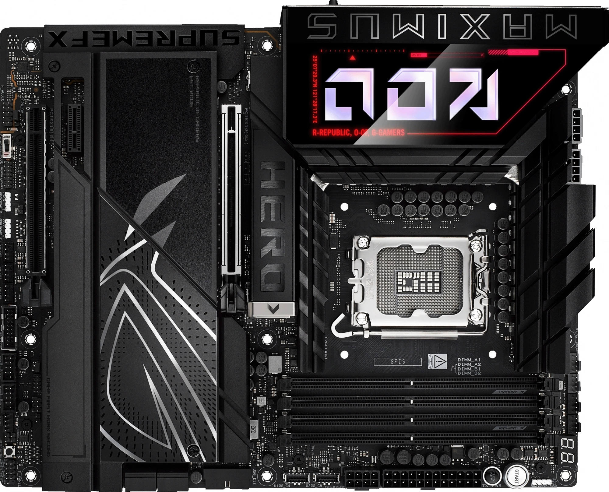 Материнская плата Asus ROG MAXIMUS Z890 HERO Soc-1851 Intel Z890 4xDDR5 ATX AC`97 8ch(7.1) 5Gigabit + 2.5Gigabit Ethernet RAID+HDMI — фото 1