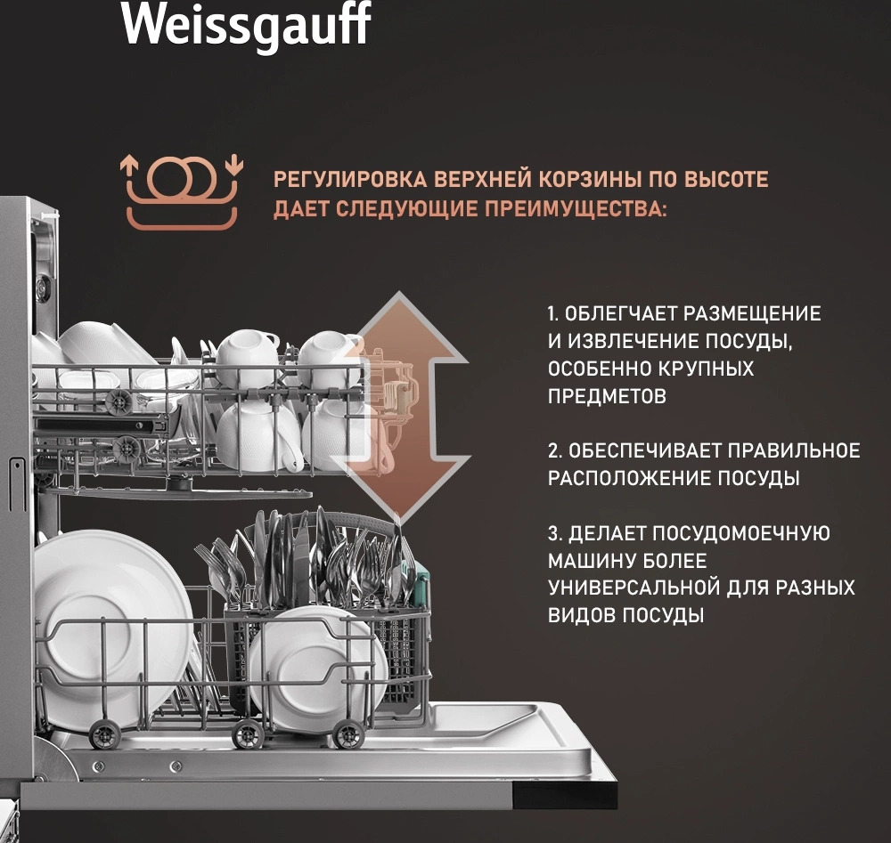Посудомоечная машина встраив. Weissgauff BDW 4026 узкая — миниатюра 14