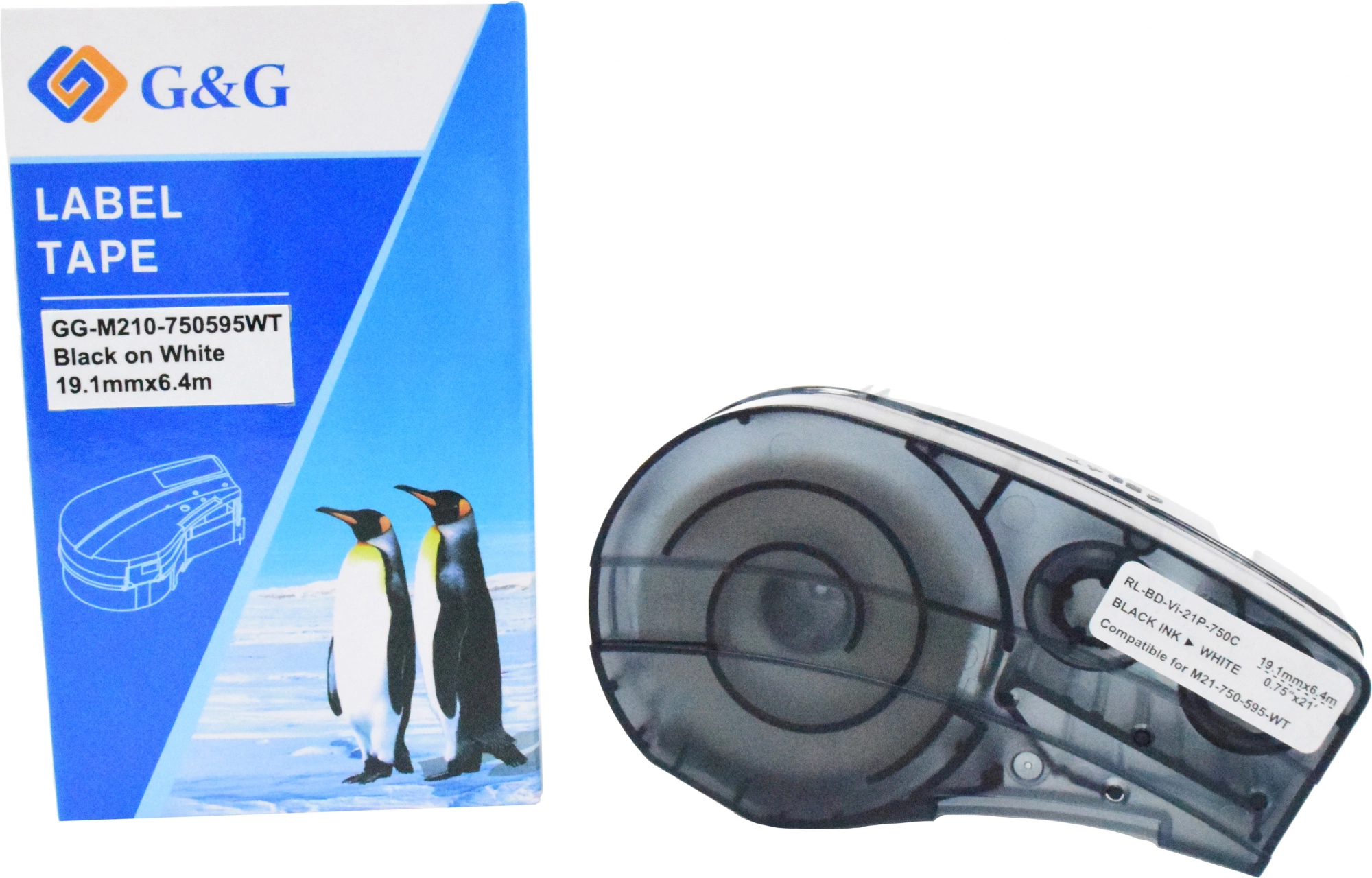 Картридж ленточный G&G GG-M210-750595WT черный на белом 19.1x6.4 для Brady M210/M211/M210-LAB — фото 1