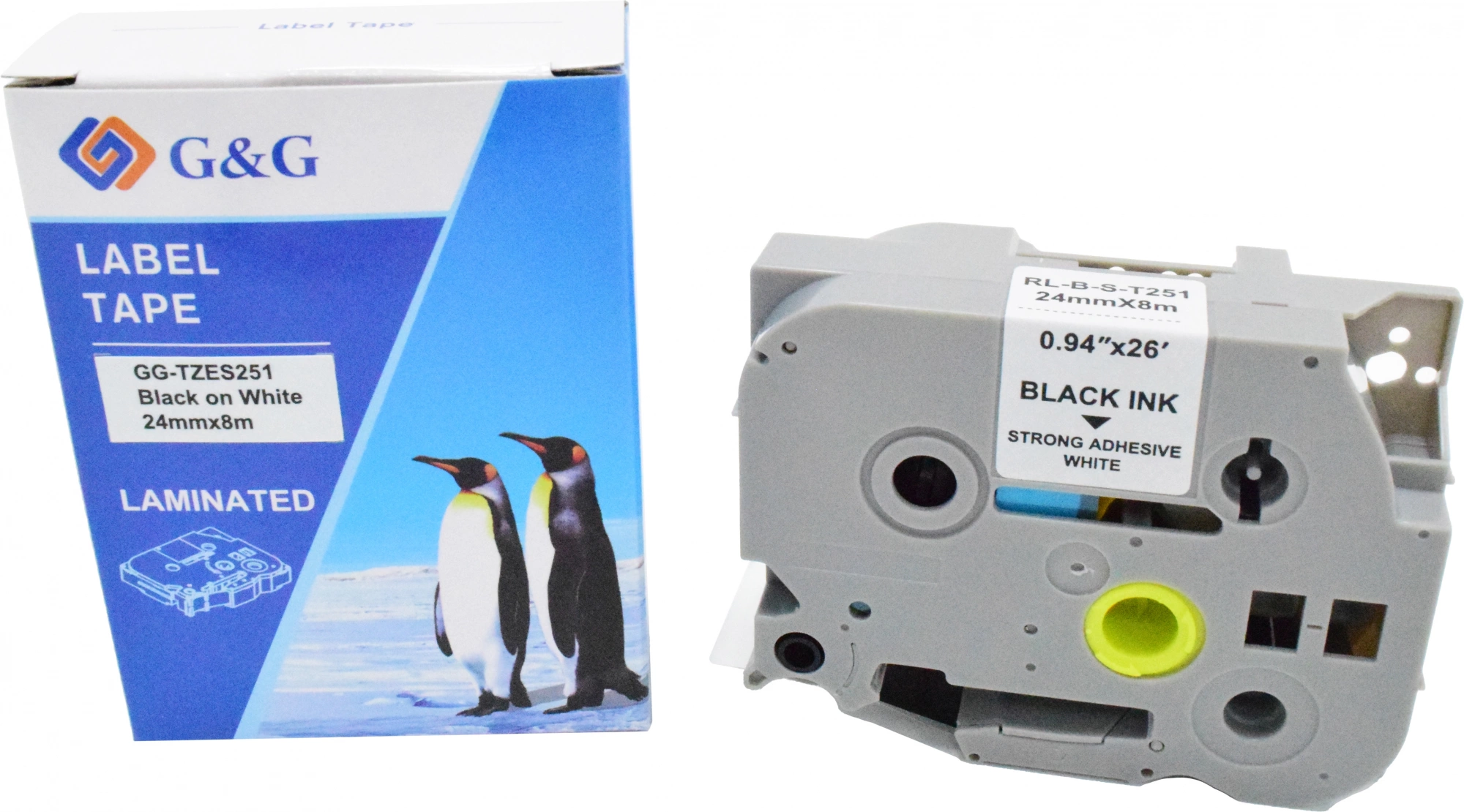 Картридж ленточный G&G GG-TZES251 черный на белом 24x8 для Brother 1010/1280/1280VP/2700VP — фото 1