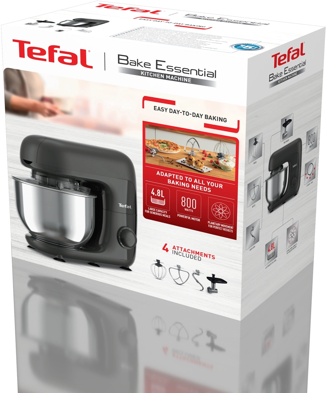 Кухонная машина Tefal Bake Essential QB161H38 планетар.вращ. 800Вт черный/серебристый — миниатюра 10