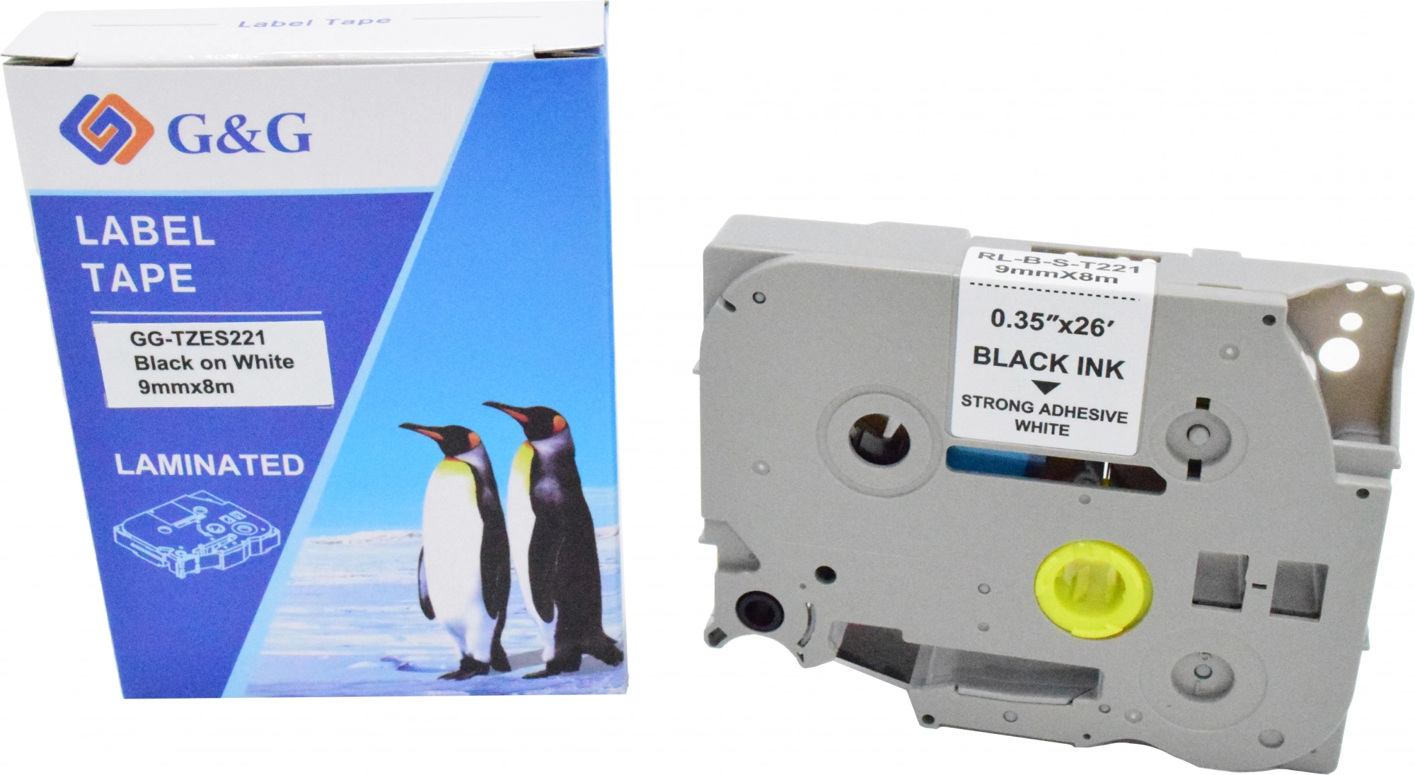 Картридж ленточный G&G GG-TZES221 черный на белом 9x8 для Brother 1010/1280/1280VP/2700VP — фото 1