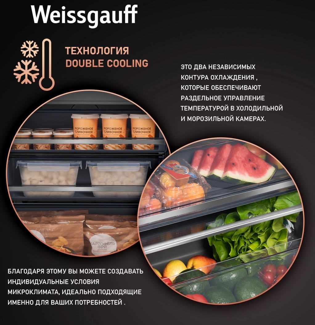 Холодильник Weissgauff WRKI 1970 Total NoFrost Inverter Premium EcoFresh 2-хкамерн. инвертер (433160) — миниатюра 16