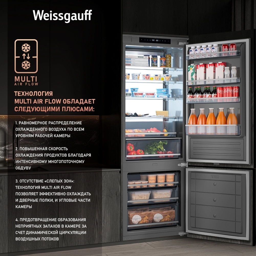 Холодильник Weissgauff WRKI 1970 Total NoFrost Inverter Premium EcoFresh 2-хкамерн. инвертер (433160) — миниатюра 19