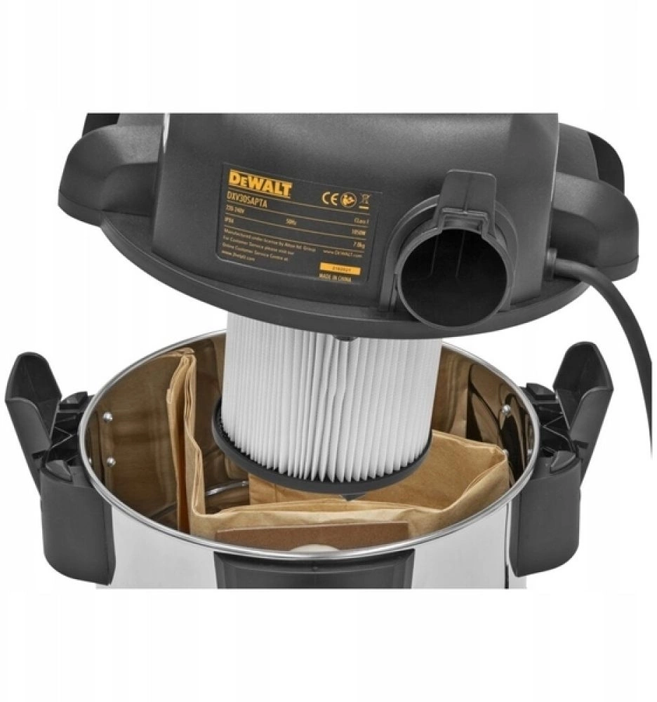 Строительный пылесос DeWalt DXV30SAPTA-QT 750Вт (уборка: сухая/сбор воды/выдув) серебристый — миниатюра 4