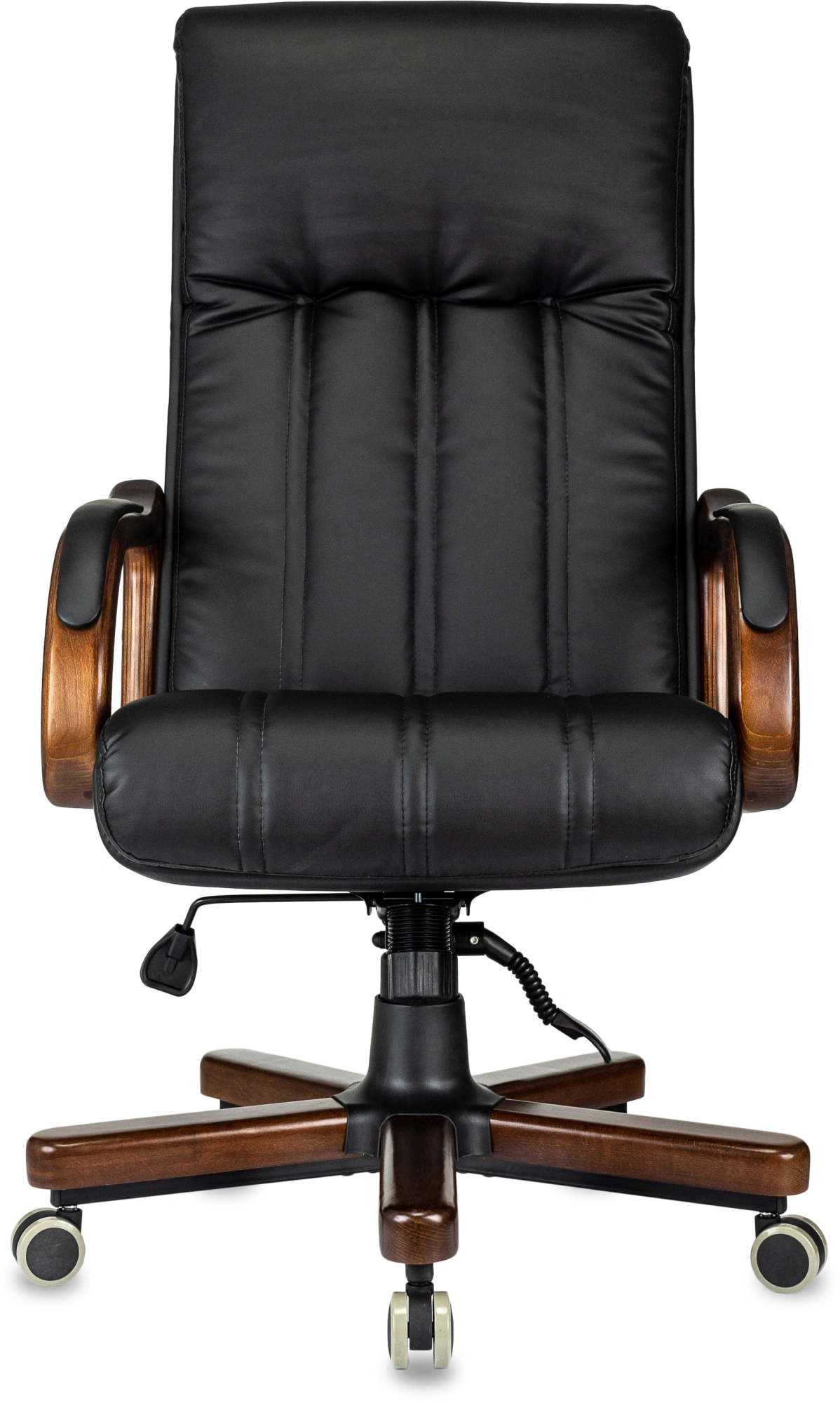 Кресло руководителя Бюрократ T-9932Walnut черный экокожа крестов. металл/дерево — миниатюра 2
