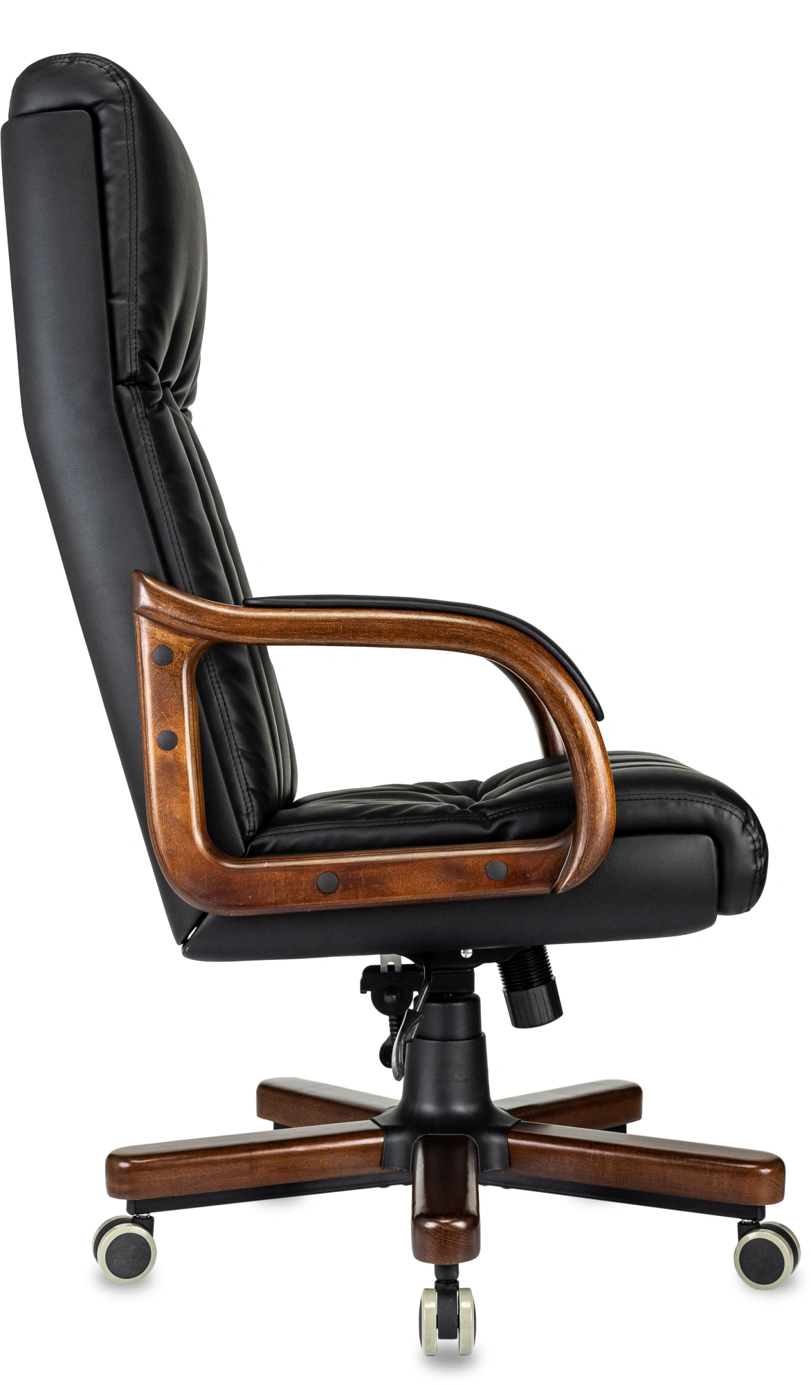 Кресло руководителя Бюрократ T-9932Walnut черный экокожа крестов. металл/дерево — миниатюра 4