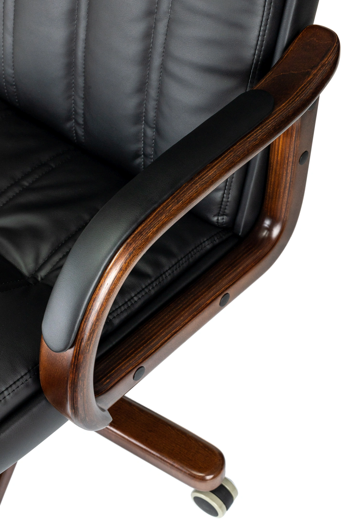 Кресло руководителя Бюрократ T-9932Walnut черный экокожа крестов. металл/дерево — миниатюра 6