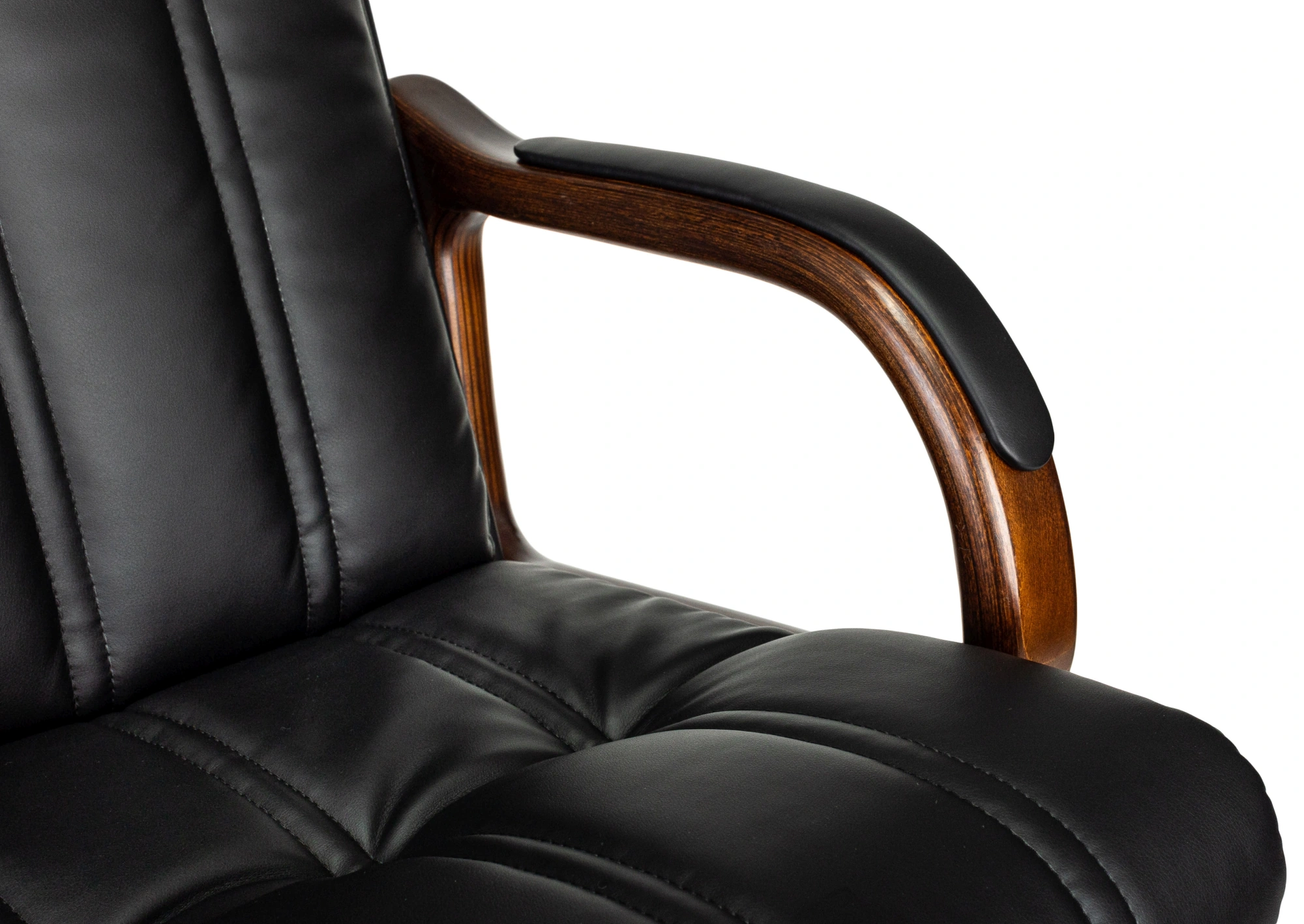 Кресло руководителя Бюрократ T-9932Walnut черный экокожа крестов. металл/дерево — миниатюра 9