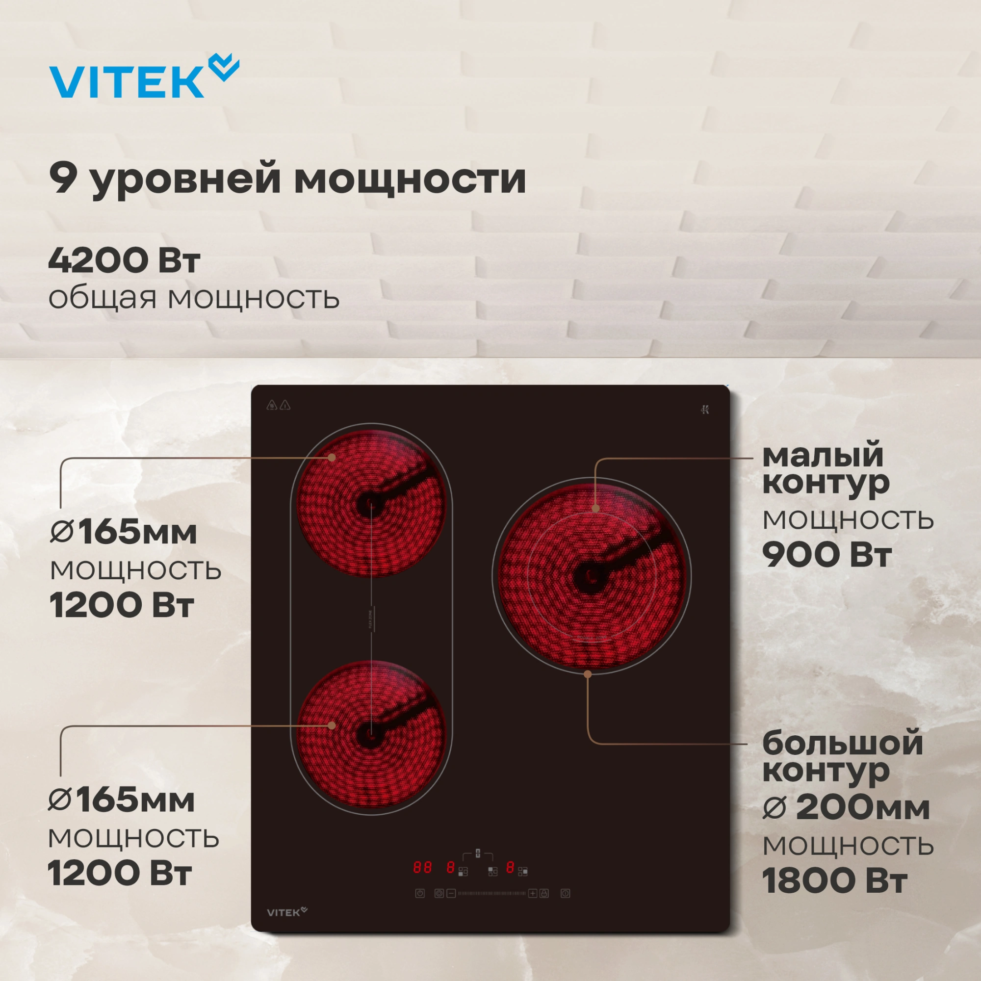 Варочная поверхность Vitek VHE4320 черный — миниатюра 14