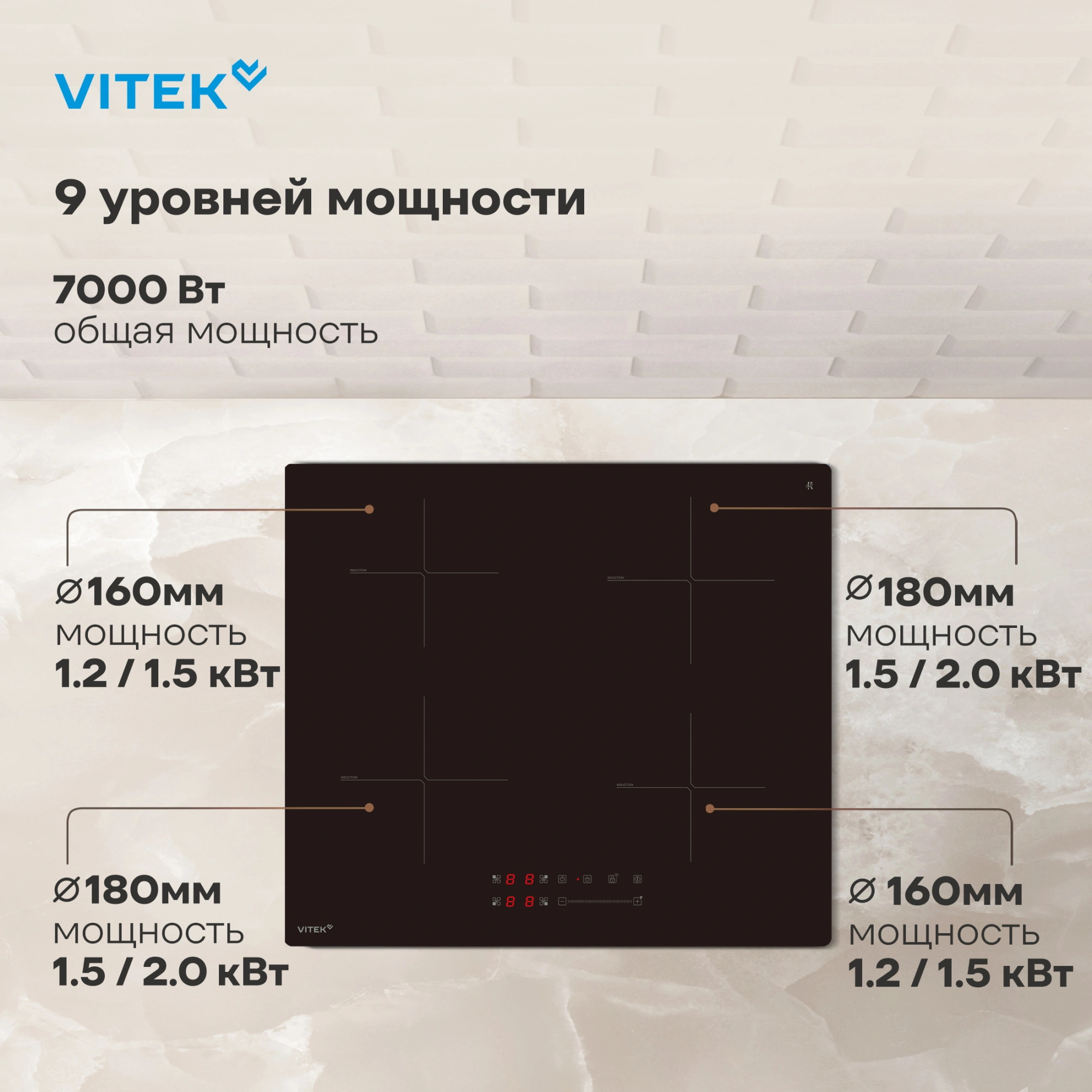 Индукционная варочная поверхность Vitek VHI6410 черный — миниатюра 13