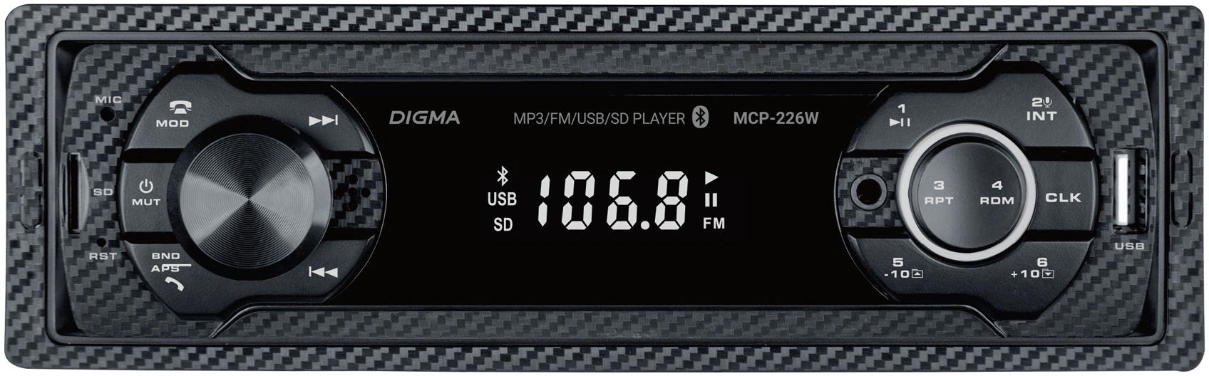 Автомагнитола Digma MCP-226W 1DIN 4x45Вт 2