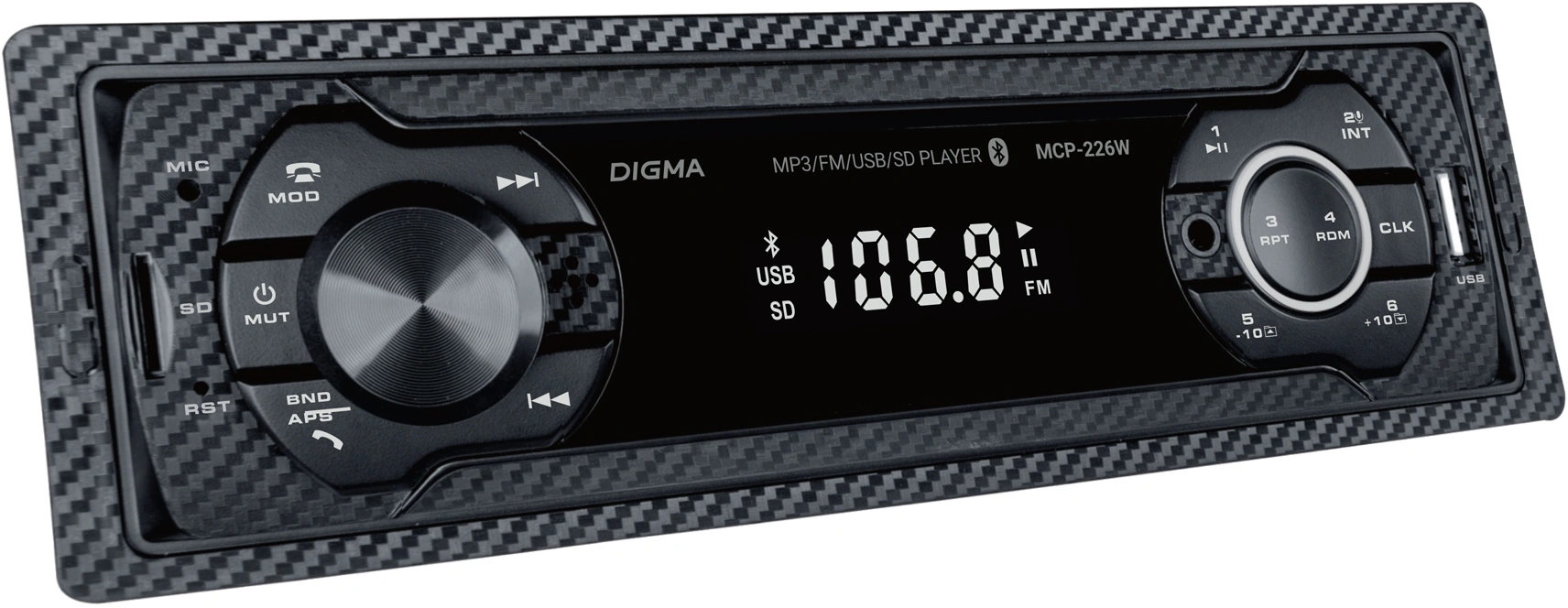 Автомагнитола Digma MCP-226W 1DIN 4x45Вт 2 — миниатюра 2
