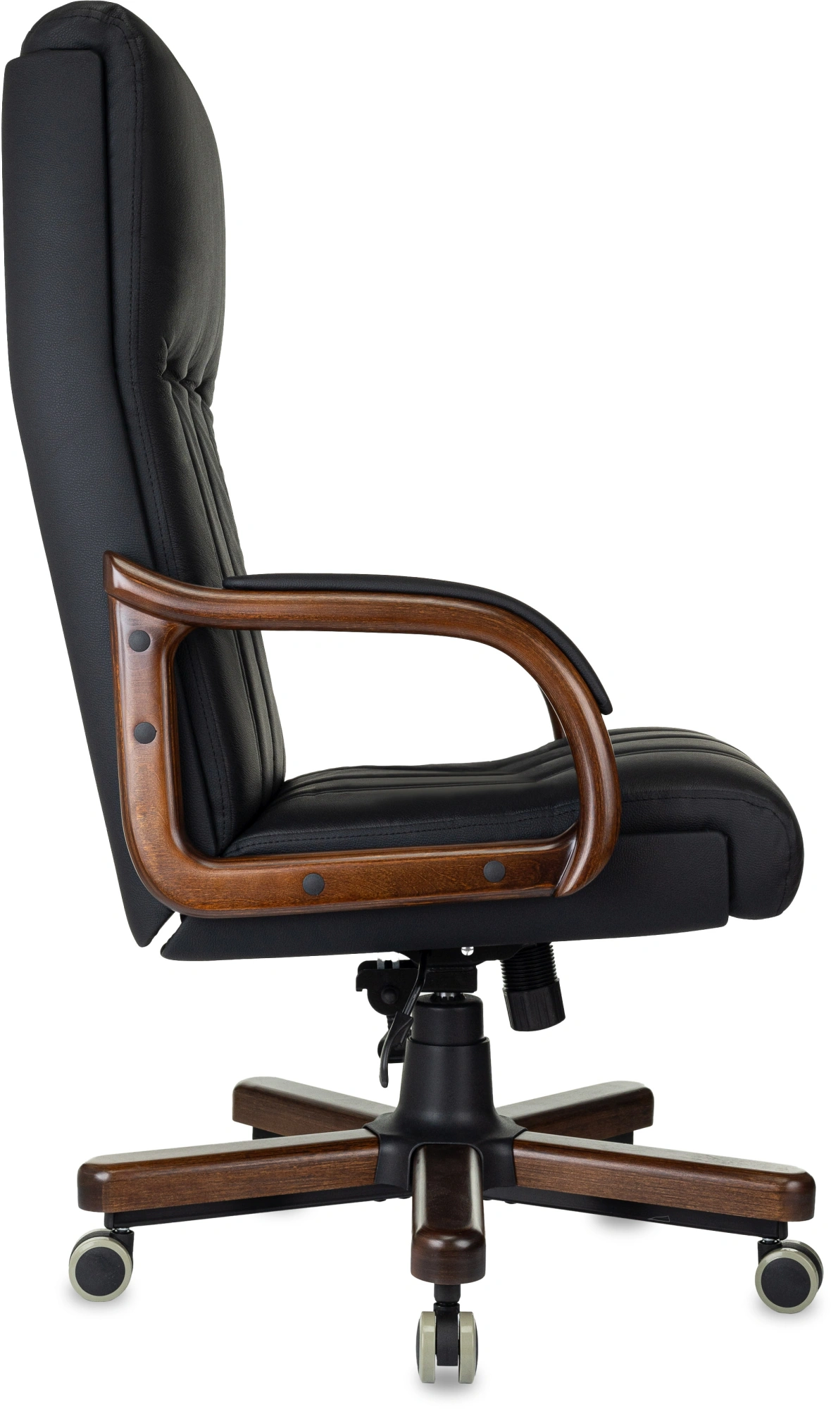 Кресло руководителя Бюрократ T-9932Walnut черный кожа крестов. металл/дерево — миниатюра 4