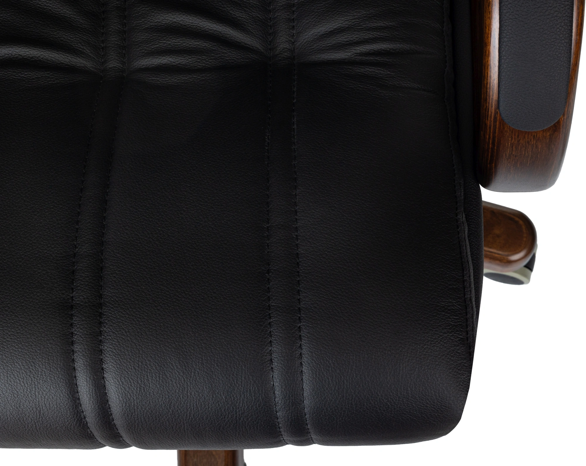 Кресло руководителя Бюрократ T-9932Walnut черный кожа крестов. металл/дерево — миниатюра 7