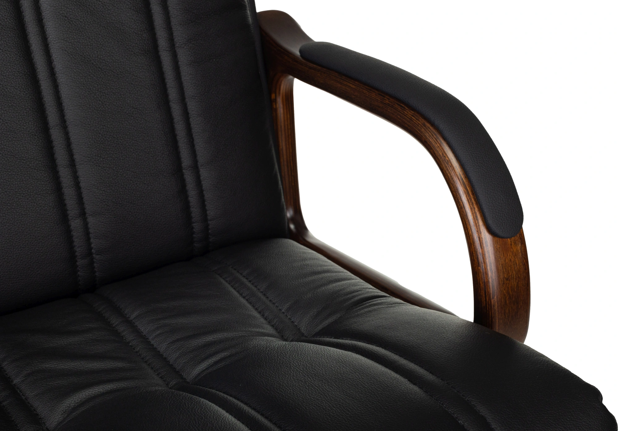 Кресло руководителя Бюрократ T-9932Walnut черный кожа крестов. металл/дерево — миниатюра 8
