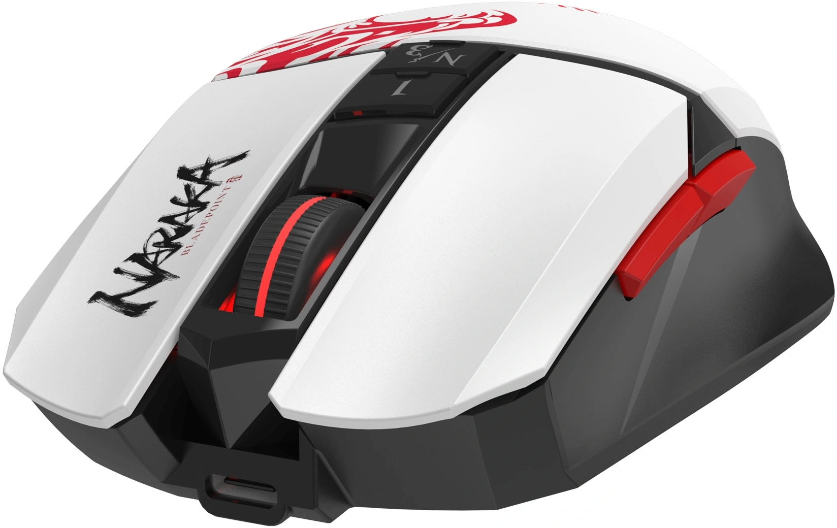 Мышь A4Tech Bloody R36 Ultra белый/черный/красный оптическая 12000dpi беспров. USB 7but (R36 ULTRA NARAKA USB) — миниатюра 4