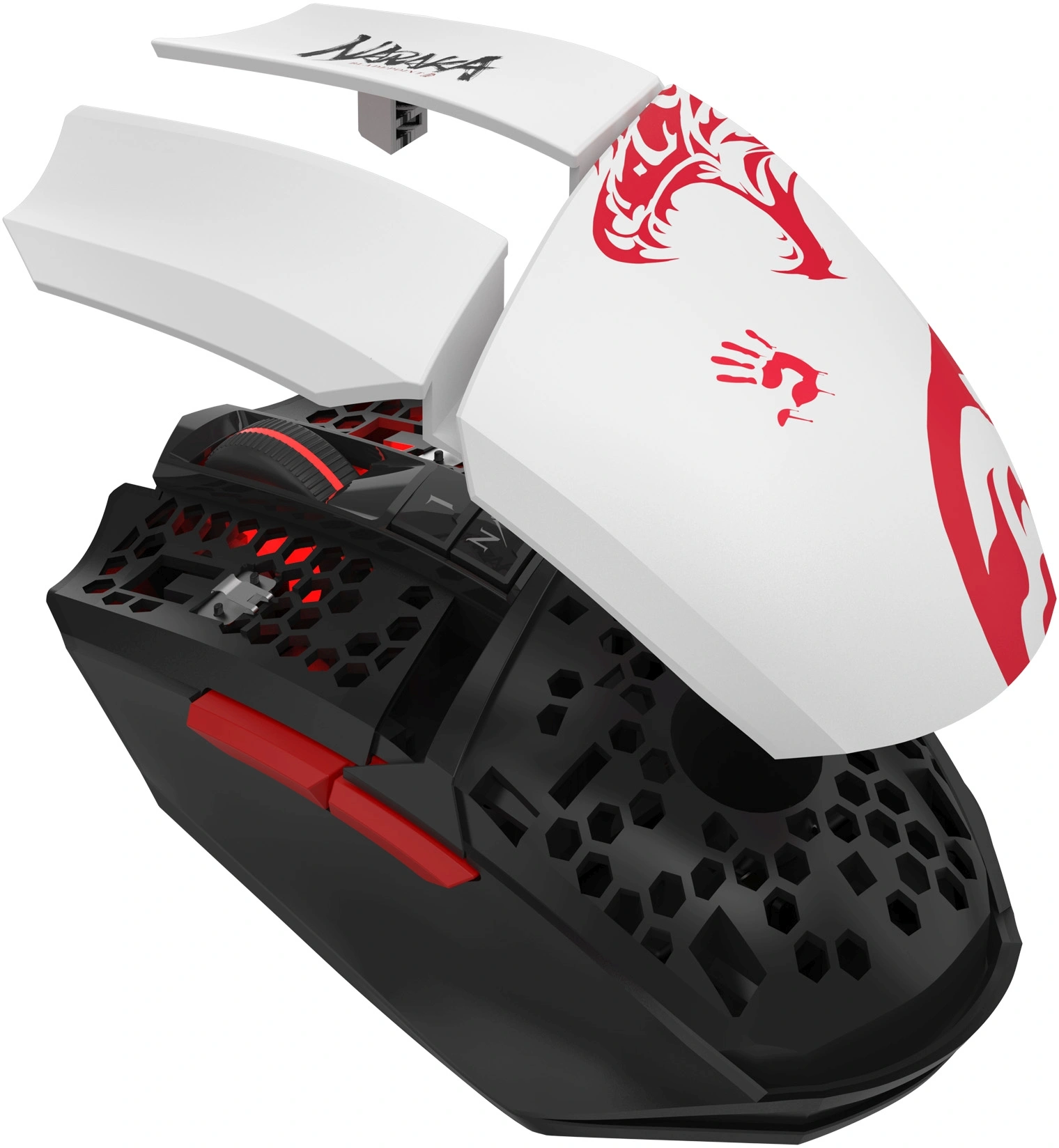 Мышь A4Tech Bloody R36 Ultra белый/черный/красный оптическая 12000dpi беспров. USB 7but (R36 ULTRA NARAKA USB) — миниатюра 8
