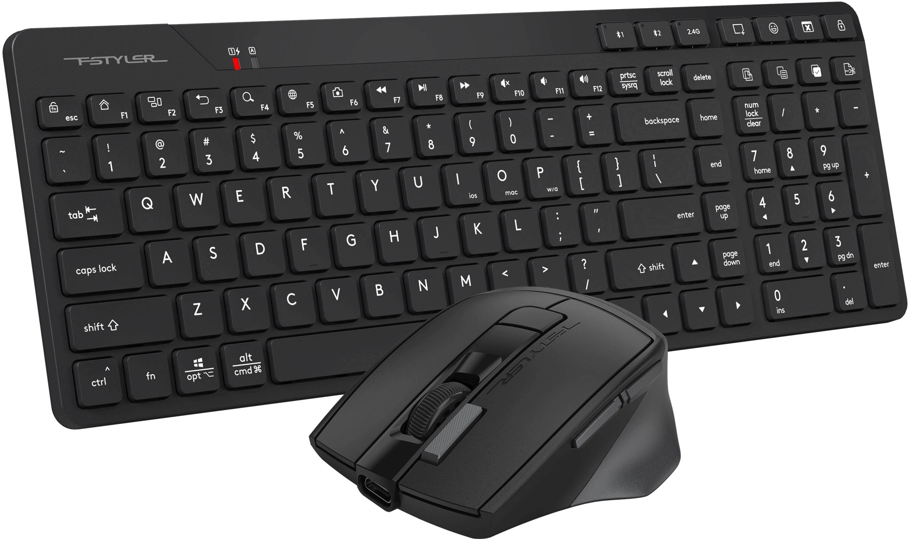 Клавиатура + мышь A4Tech Fstyler FB2800C Air2 клав:черный мышь:черный/серый USB беспроводная Bluetooth/Радио slim — миниатюра 2