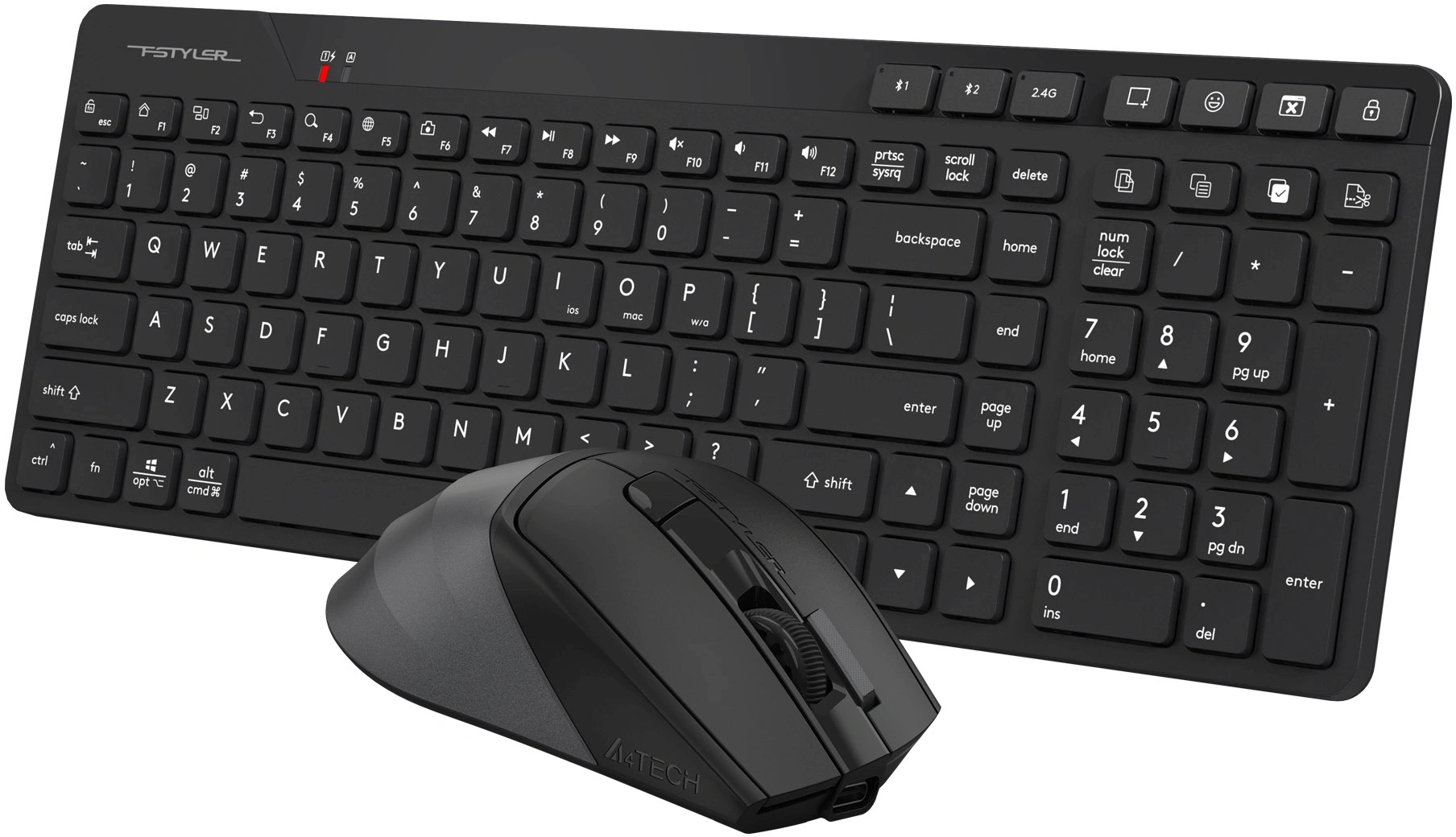 Клавиатура + мышь A4Tech Fstyler FB2800C Air2 клав:черный мышь:черный/серый USB беспроводная Bluetooth/Радио slim — миниатюра 3