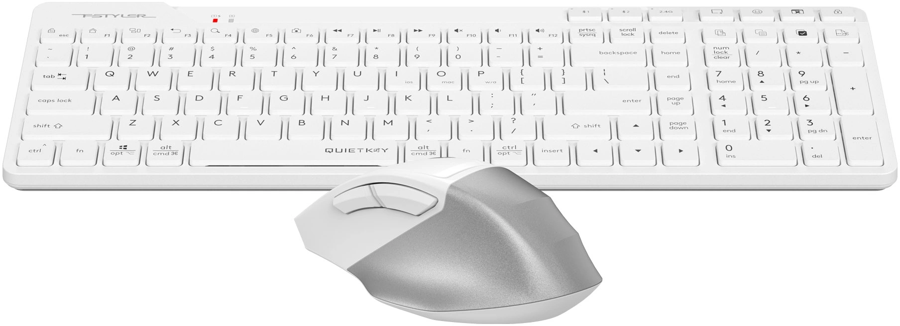 Клавиатура + мышь A4Tech Fstyler FB2800C Air2 White клав:белый мышь:белый/серый USB беспроводная Bluetooth/Радио slim — миниатюра 4
