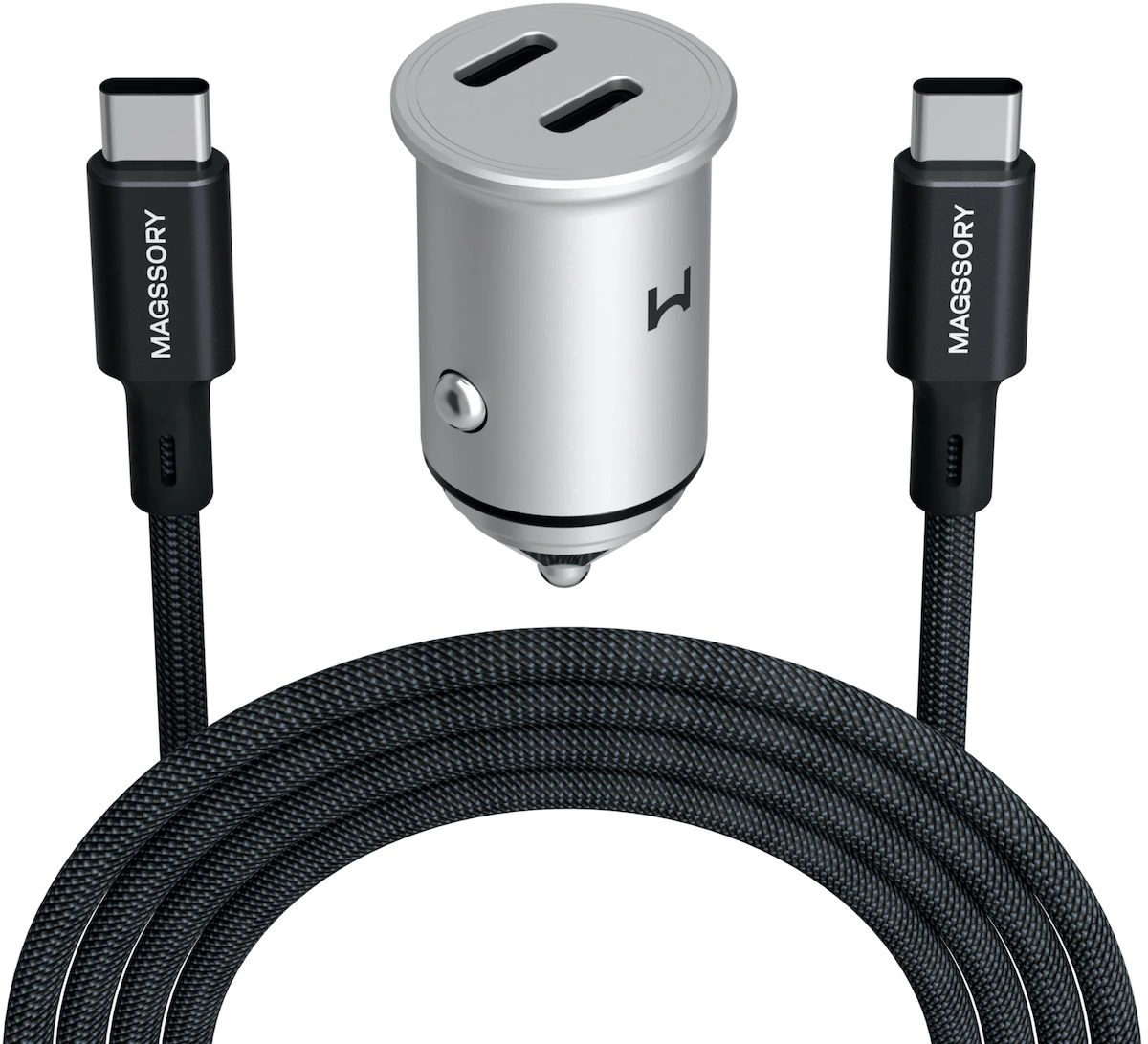 Автомобильное зар./устр. Magssory cch002 45W 3A+2.25A (PD+QC+AFC) USB Type-C универсальное темно-серый — фото 1
