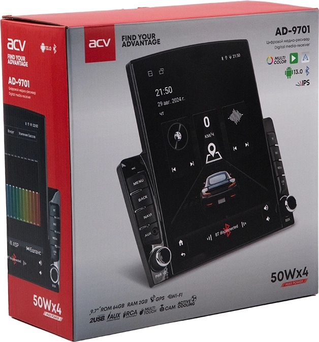Автомагнитола ACV AD-9701 2DIN 4x50Вт AUX 2000Mb DSP Android 13 9.7" WiFi 4G 3 RDS (43344) — миниатюра 8