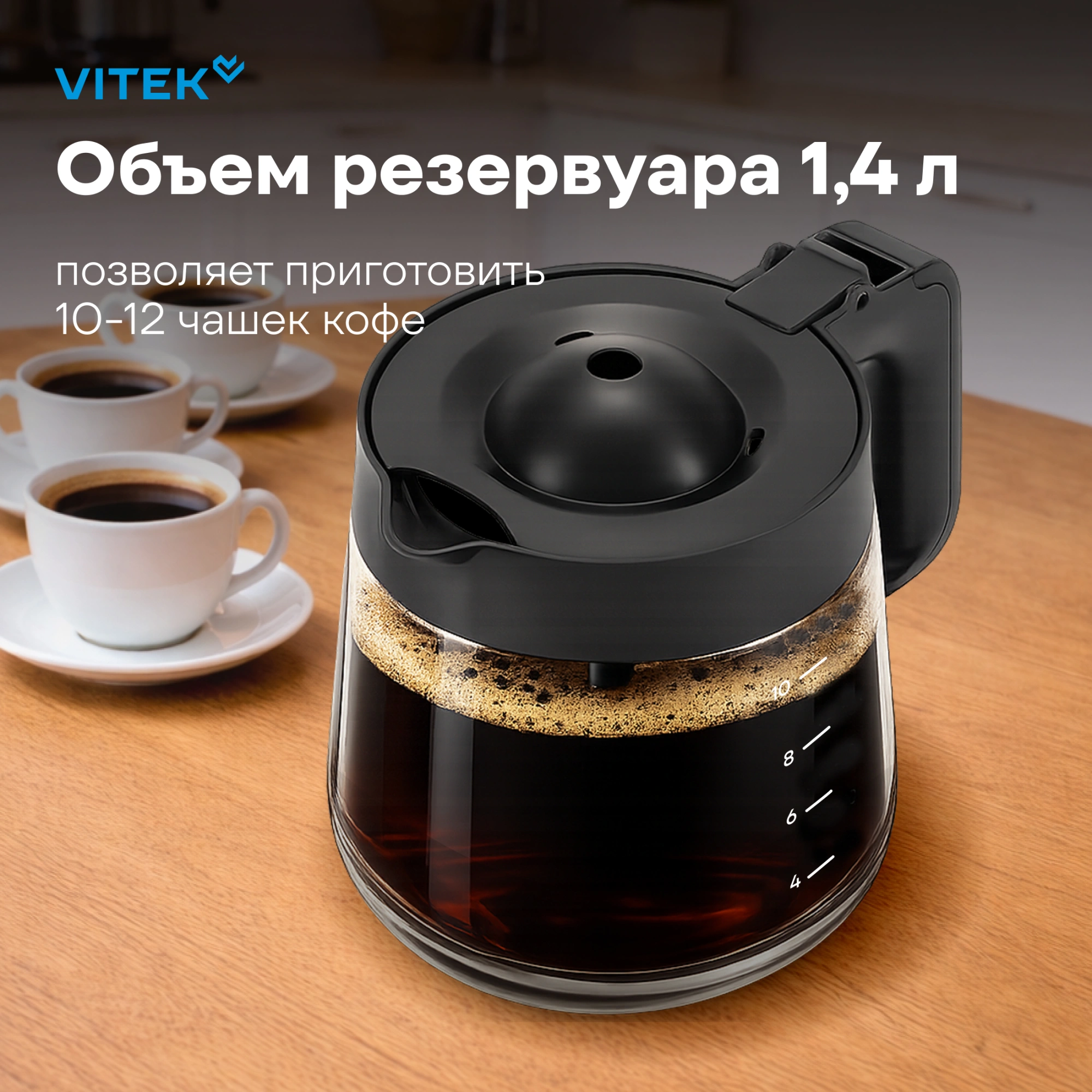Кофеварка капельная Vitek VT-CMD1700 900Вт черный — миниатюра 13