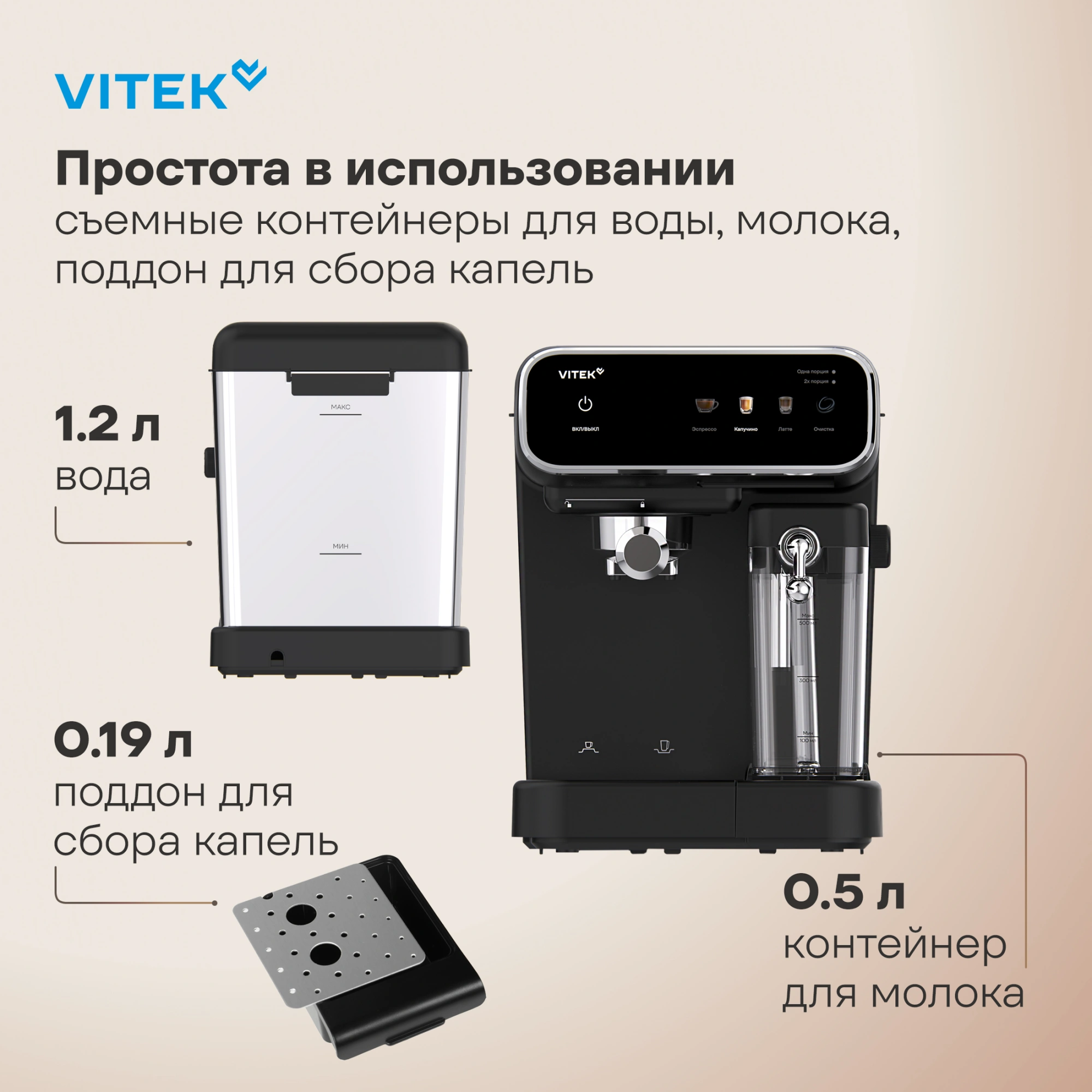 Кофеварка рожковая Vitek VT-CME1501 1350Вт черный — миниатюра 16