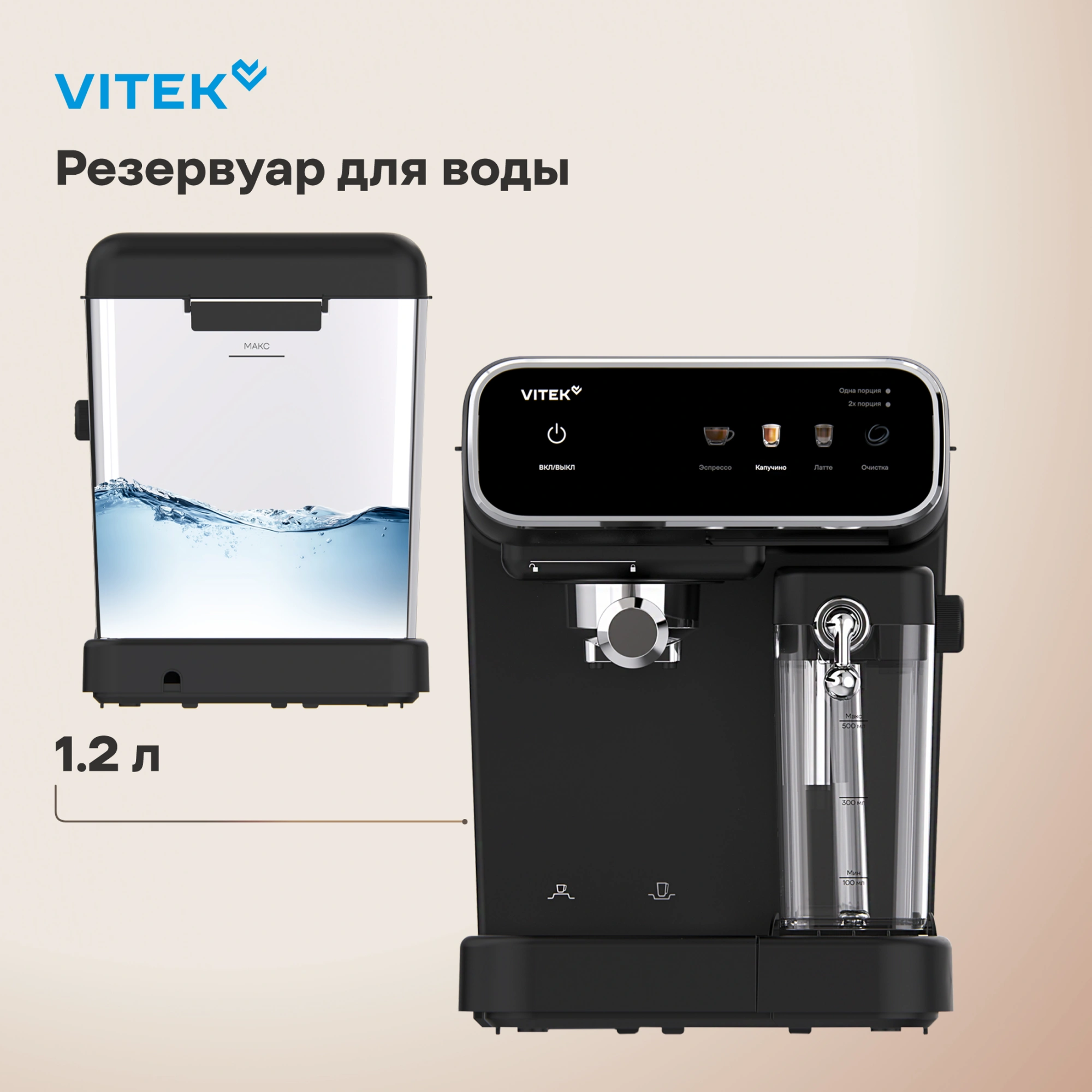Кофеварка рожковая Vitek VT-CME1501 1350Вт черный — миниатюра 19