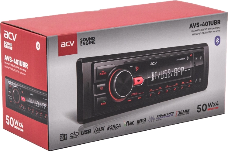 Автомагнитола ACV AVS-401UBR 1DIN 4x50Вт v5.0 AUX 1.3" 2 (43341) — миниатюра 9