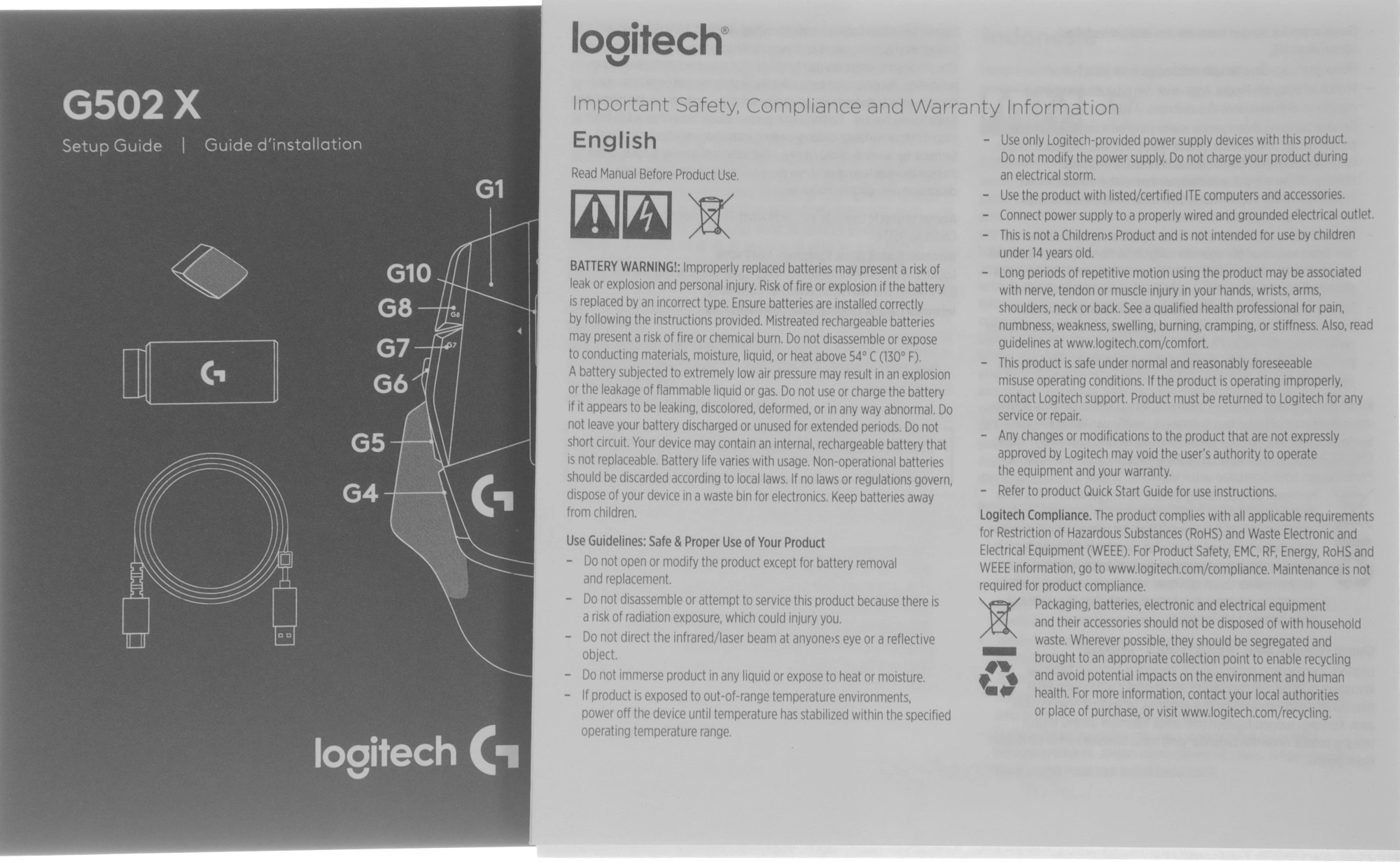 Мышь Logitech G502 X Plus черный оптическая 25600dpi беспров. USB 13but (910-006164) — миниатюра 25