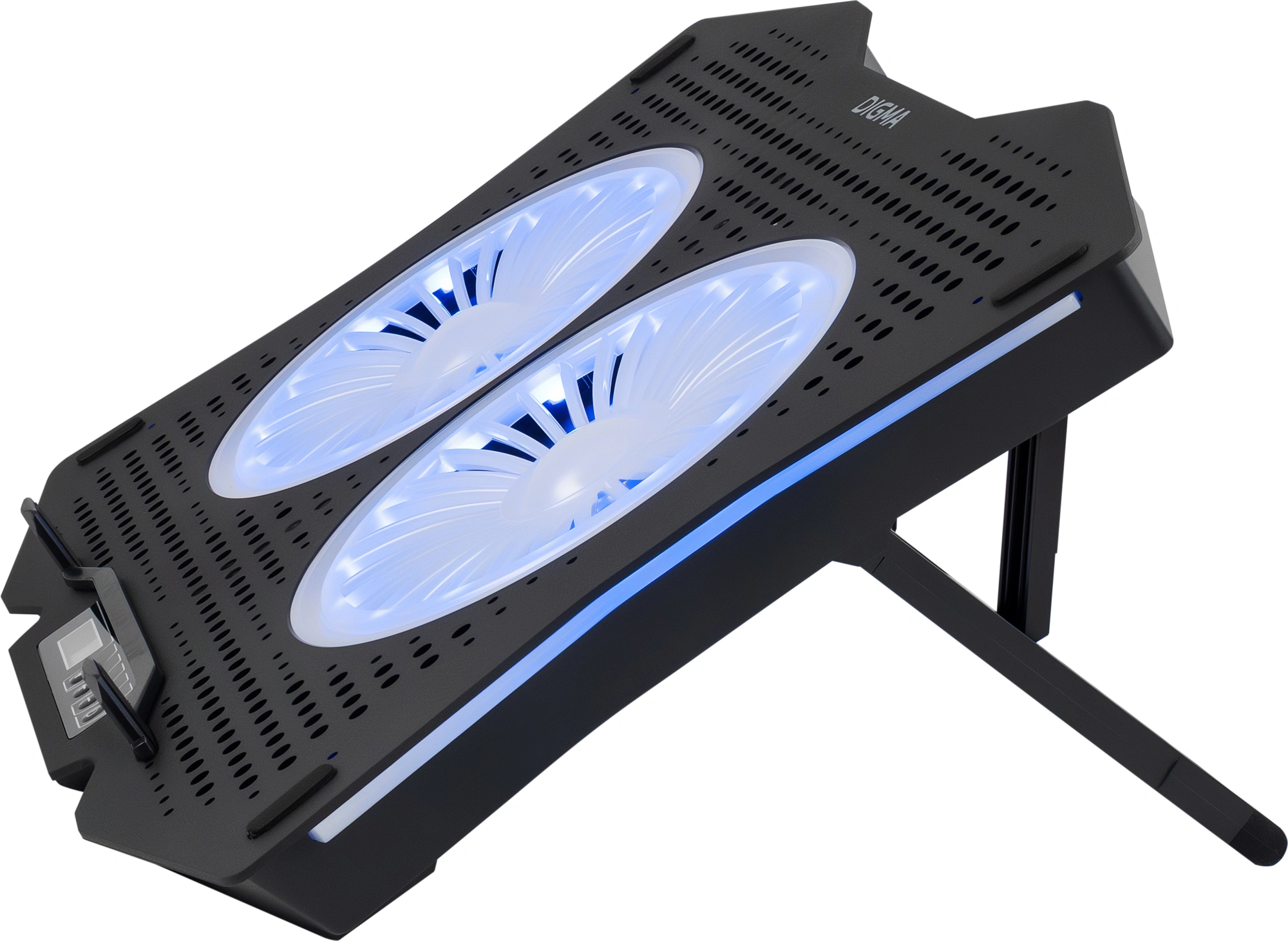 Подставка для ноутбука Digma D-NCP180-2x110RGB 18" 410x280x34мм 20дБ 2xUSB 2x 110ммFAN 700г Fan-control пластик ABS черный — миниатюра 2