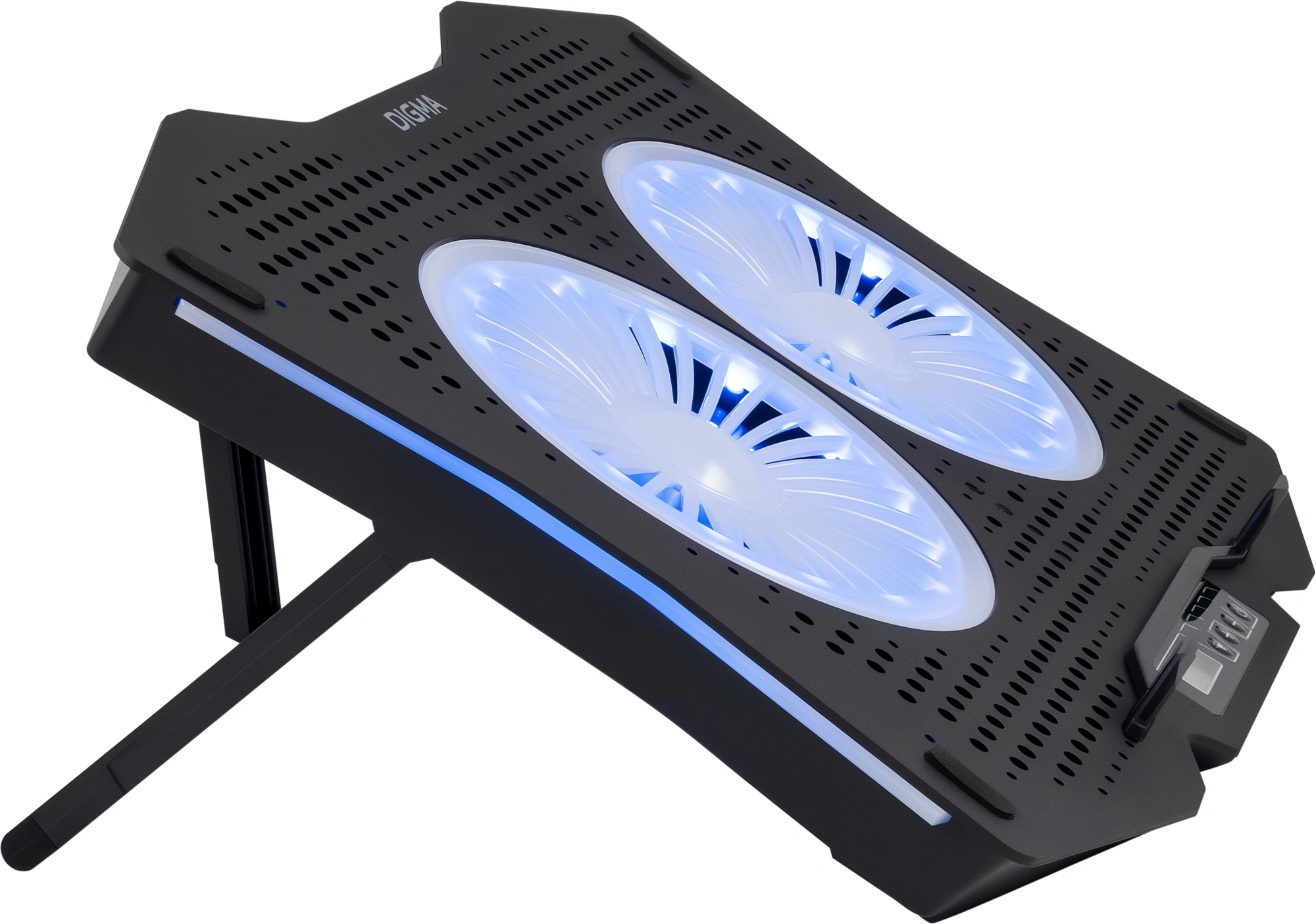 Подставка для ноутбука Digma D-NCP180-2x110RGB 18" 410x280x34мм 20дБ 2xUSB 2x 110ммFAN 700г Fan-control пластик ABS черный — миниатюра 3