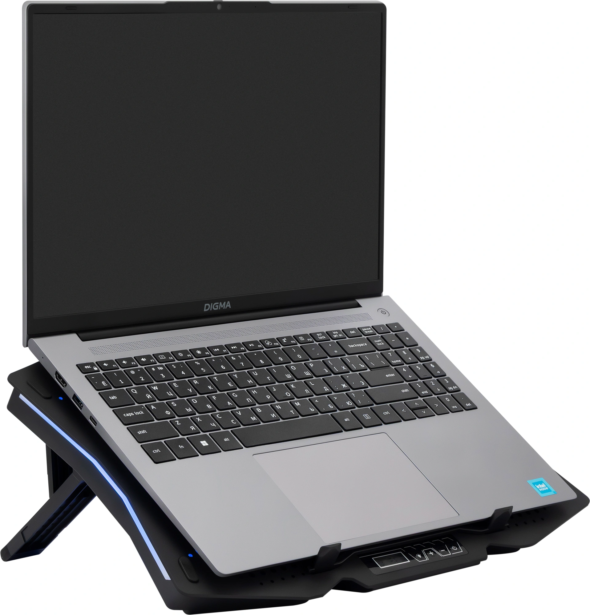 Подставка для ноутбука Digma D-NCP180-2x110RGB 18" 410x280x34мм 20дБ 2xUSB 2x 110ммFAN 700г Fan-control пластик ABS черный — миниатюра 5