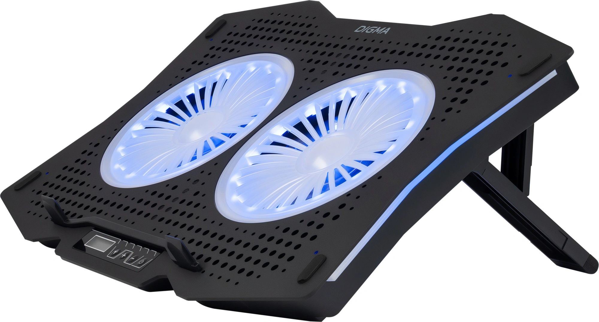 Подставка для ноутбука Digma D-NCP180-2x110RGB 18" 410x280x34мм 20дБ 2xUSB 2x 110ммFAN 700г Fan-control пластик ABS черный — миниатюра 6