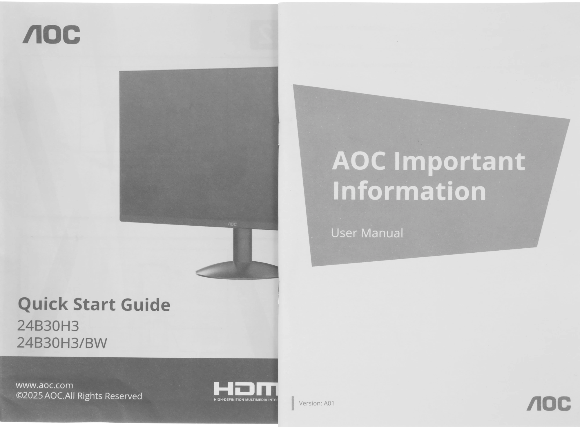 Монитор AOC 23.8" 24B30H3/BW белый IPS LED 16:9 HDMI матовая 300cd 178гр/178гр 1920x1080 120Hz VGA FHD 2.5кг — миниатюра 7