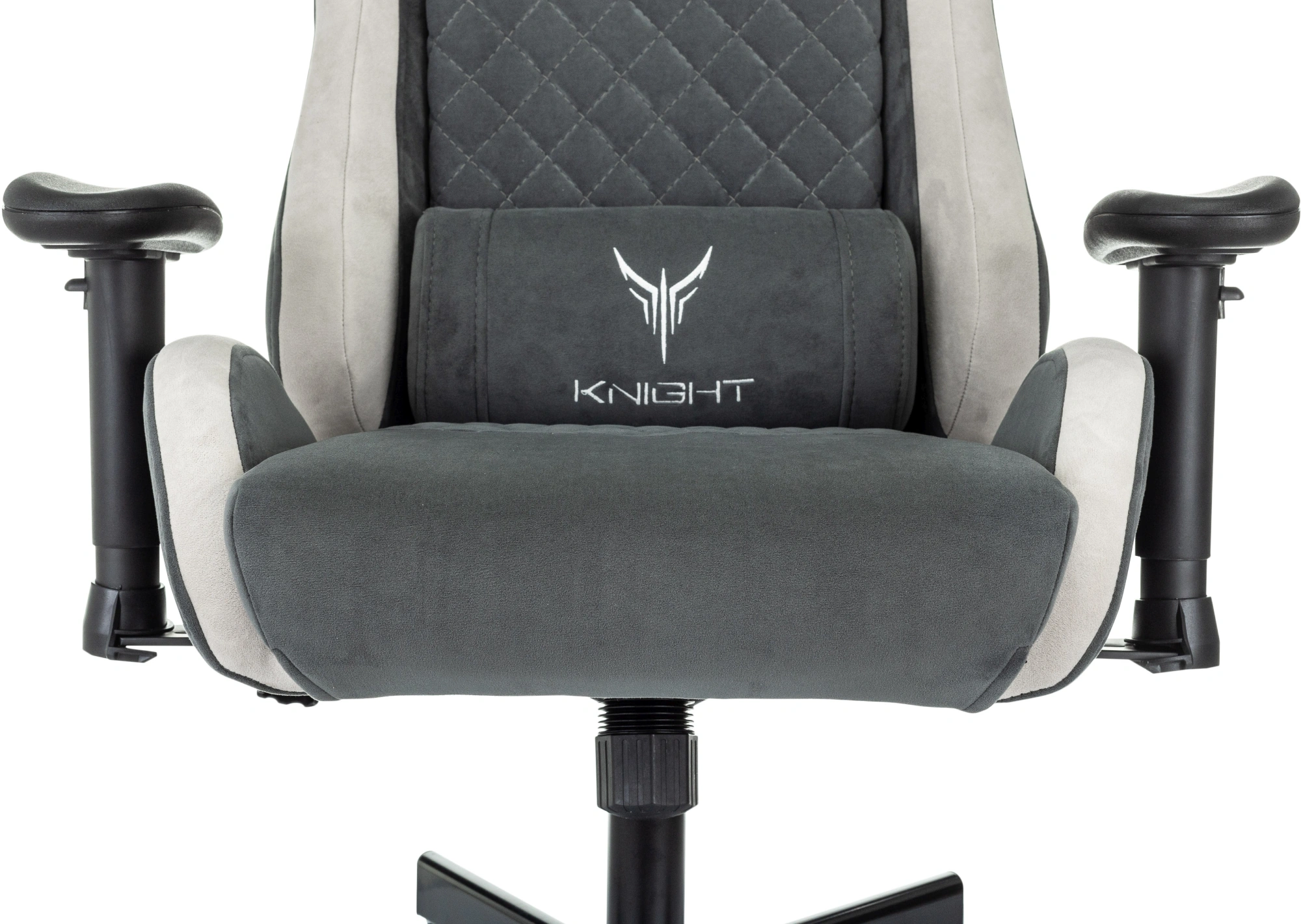 Кресло игровое Knight Regal Fabric серый/светло-серый искусственная замша с подголов. крестов. металл — миниатюра 9