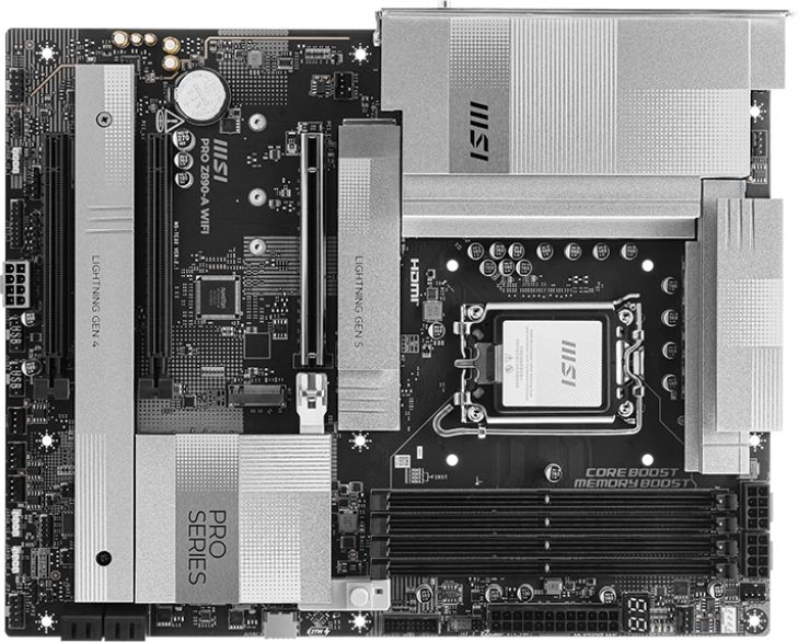 Материнская плата MSI PRO Z890-A WIFI Soc-1851 Intel Z890 4xDDR5 ATX AC`97 8ch(7.1) 5Gigabit RAID+HDMI — фото 1