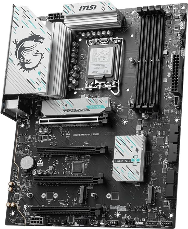 Материнская плата MSI B860 GAMING PLUS WIFI Soc-1851 Intel B860 4xDDR5 ATX AC`97 8ch(7.1) 5Gigabit RAID+HDMI+DP — фото 1