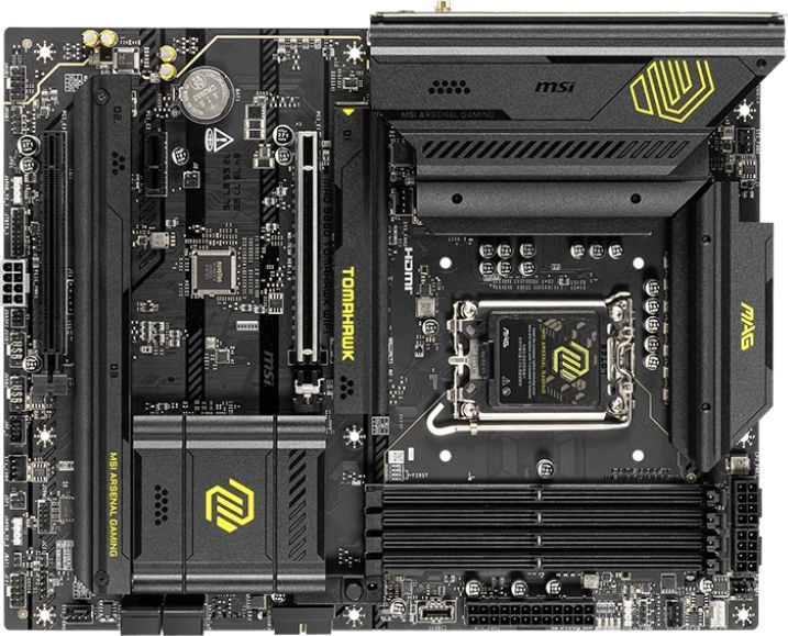 Материнская плата MSI MAG B860 TOMAHAWK WIFI Soc-1851 Intel B860 4xDDR5 ATX AC`97 8ch(7.1) 5Gigabit RAID+HDMI+DP — фото 1
