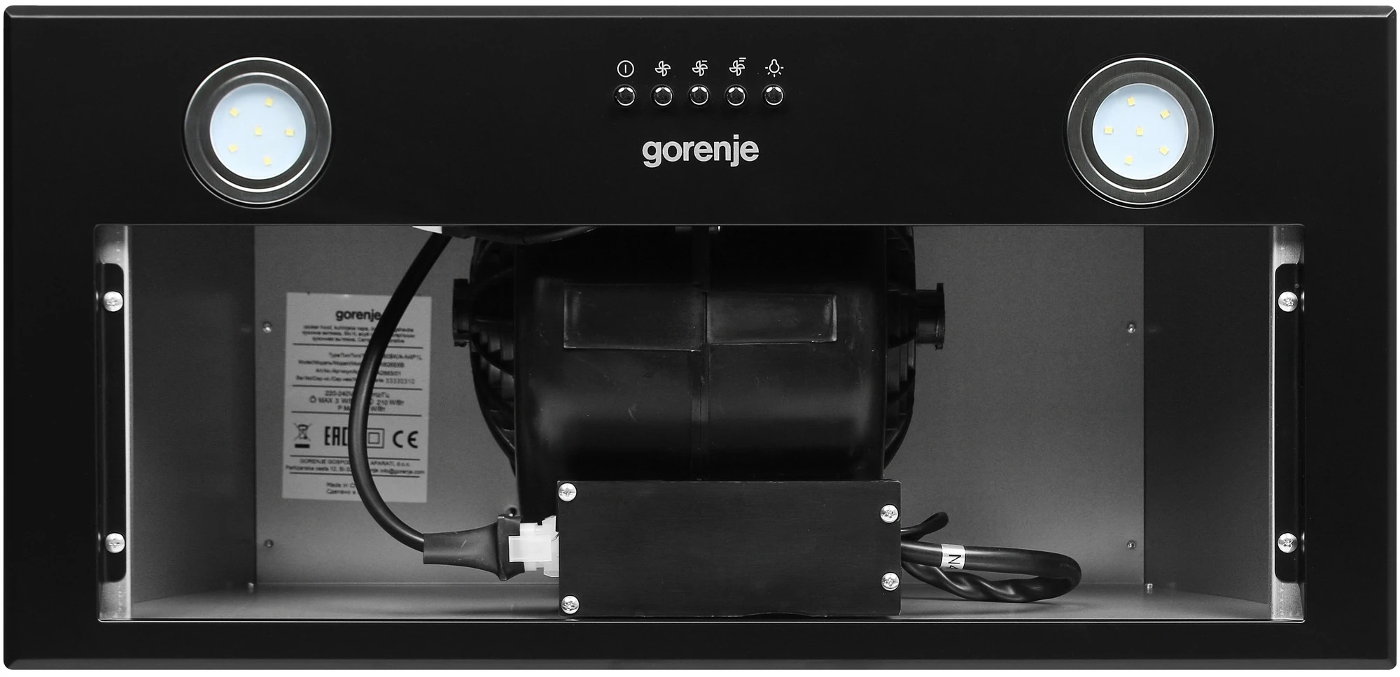 Вытяжка встраиваемая Gorenje BHI626E6B черный управление: кнопочное (1 мотор) — миниатюра 9