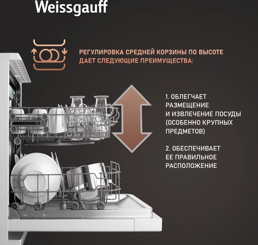Посудомоечная машина Weissgauff DW 4535 белый (узкая) — миниатюра 18