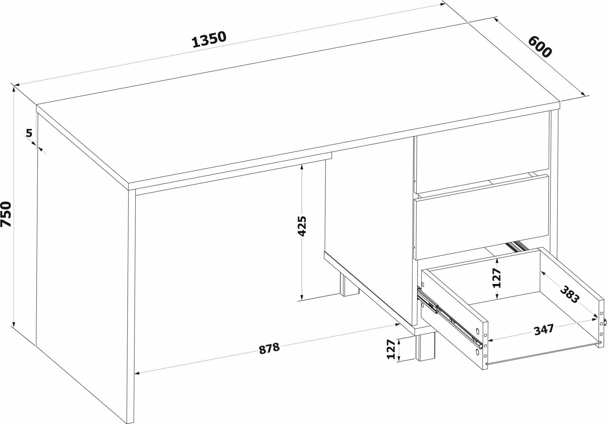 Стол Сокол СПм-210 столешница ЛДСП белый 75x135x60см (00-00015564) — миниатюра 3