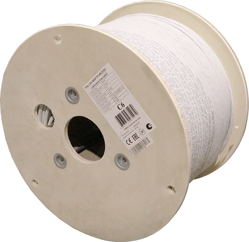 Кабель Lanmaster LAN-6ESFTP-HFLT-GY кат.6 S/FTP 4 пары 23AWG 100Om нг(А)-HF внутренний 305м серый — миниатюра 2