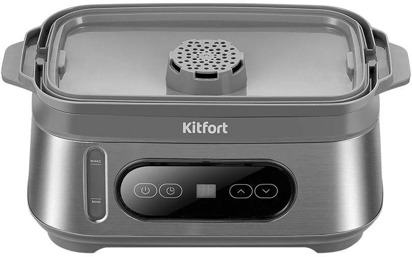Пароварка Kitfort КТ-6280 3ярус. 1050Вт серый/серебристый — миниатюра 3
