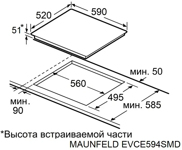 Варочная поверхность Maunfeld EVCE594SMDPBK черный — миниатюра 9