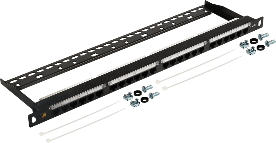 Патч-панель Lanmaster LAN-PPC24U6A 19" 0.5U 24xRJ45 кат.6A UTP — фото 1